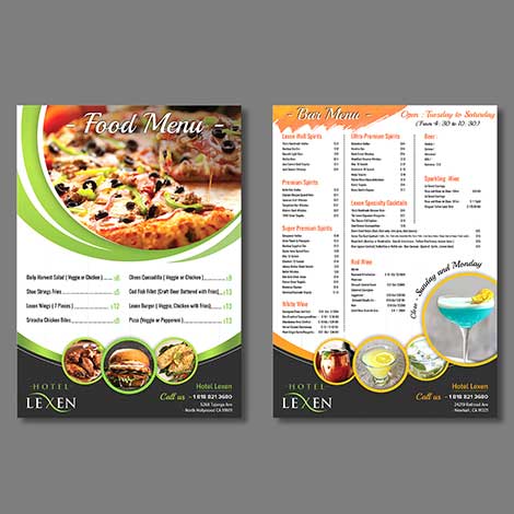 Menu Design for restaurant